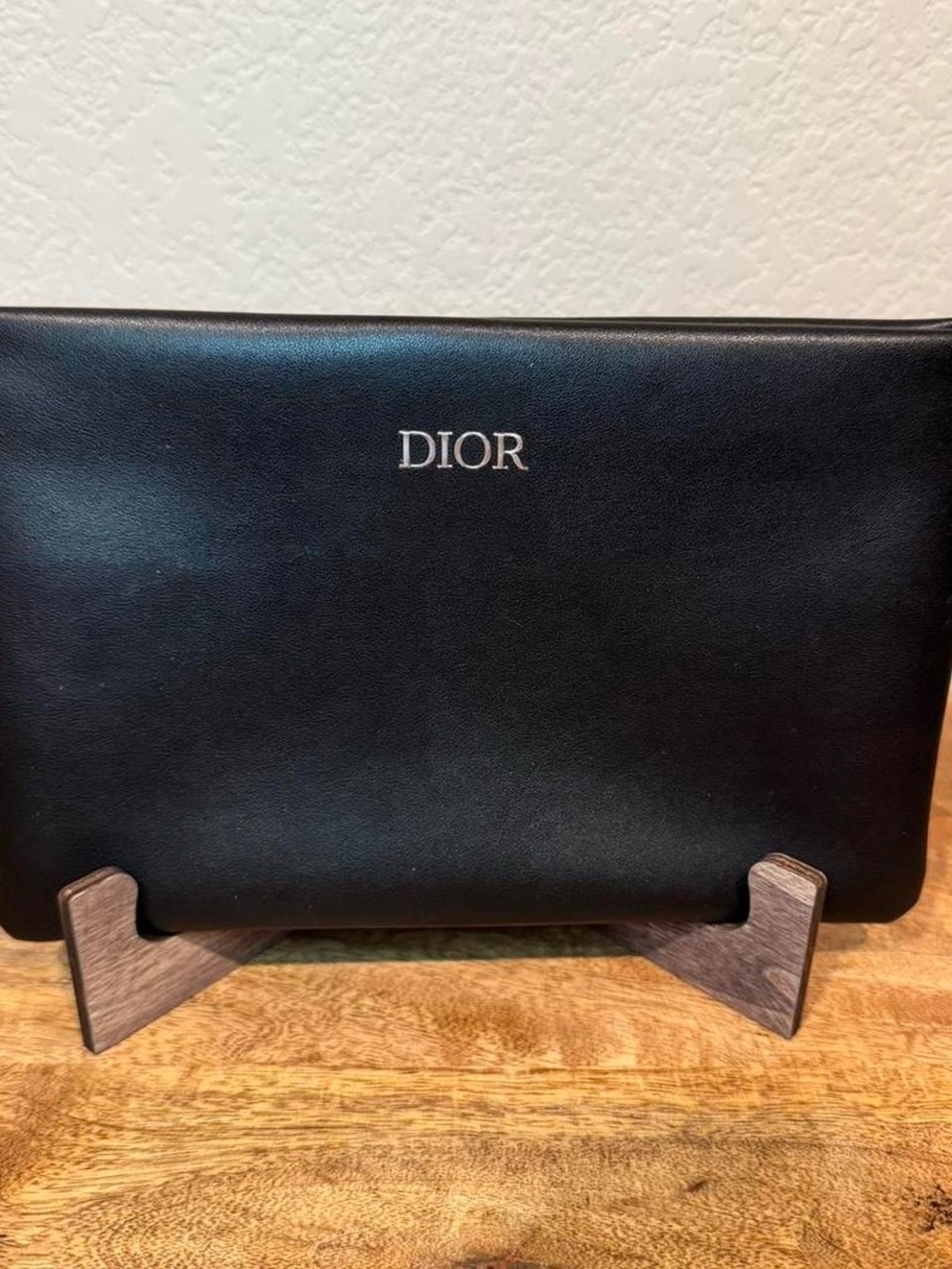 Dior Black Leather Zip Pouch